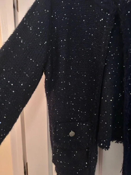 Sioni Deep Navy Sequin Knit Sweater XL - Picture 6 of 14